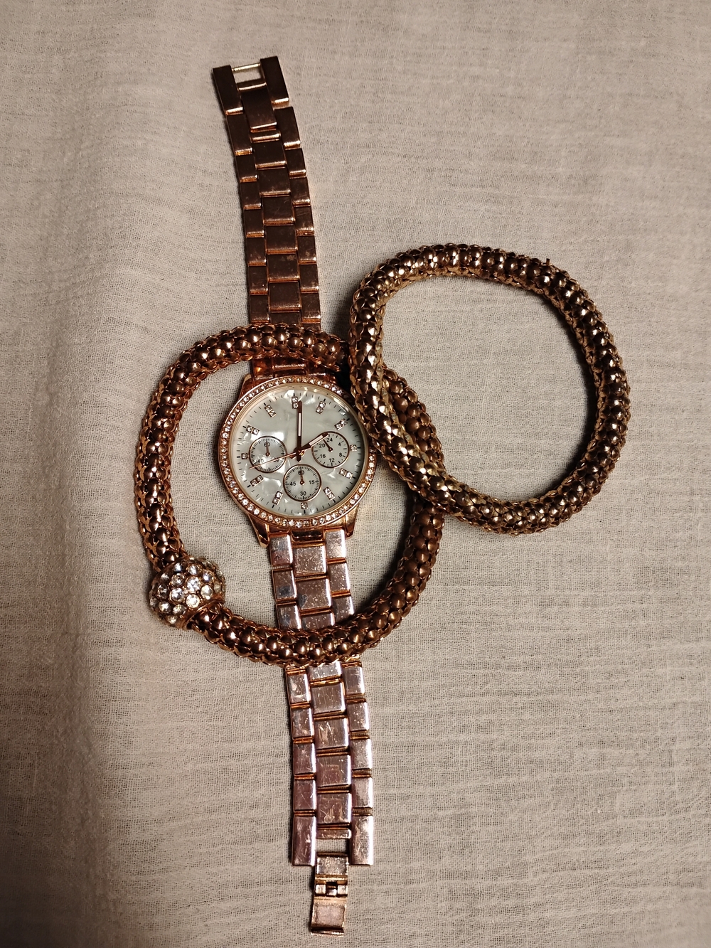 Rhinestone Chronograph Watch